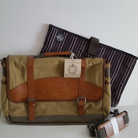 Cutter & Buck Messenger Bag Canvas/Leather *Embossed, AS IS - Picture 2 of 16